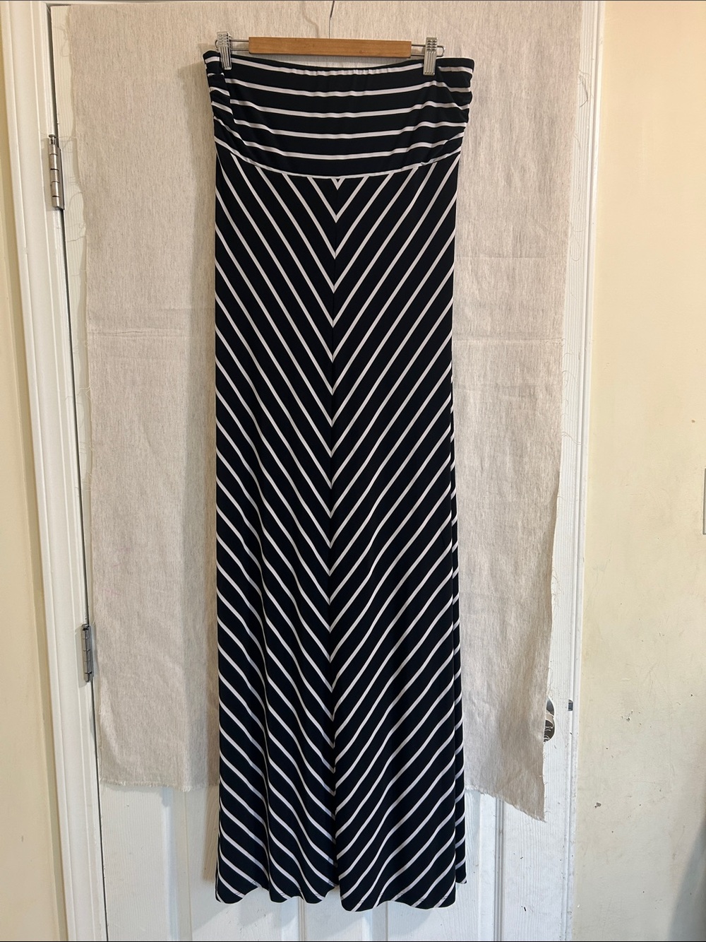 INC International Concepts Black and White Striped Maxi Skirt